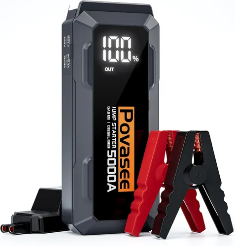 Miniatura 10 de Povasee Arrancador de 4000 amperios, arrancador de batería de 12 voltios (10L de gasolina, motor diésel de 10L), arrancador de batería de coche