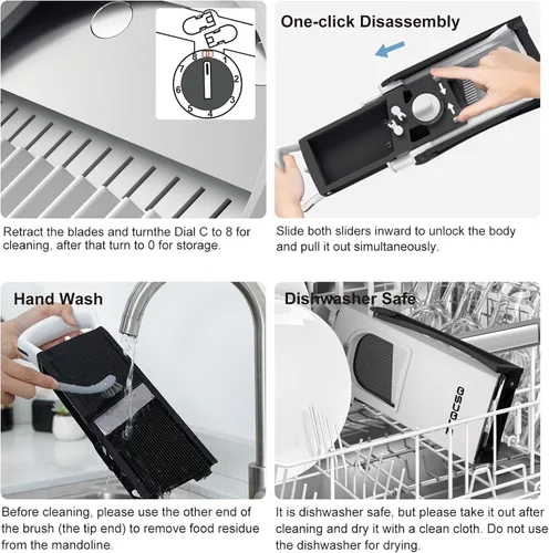 Miniatura 5 de (Todo en 1) Versión mejorada Cortadora de mandolina para cocina y mandolina ajustable. Cuchilla desmontable, cortador de verduras de cocina, corte