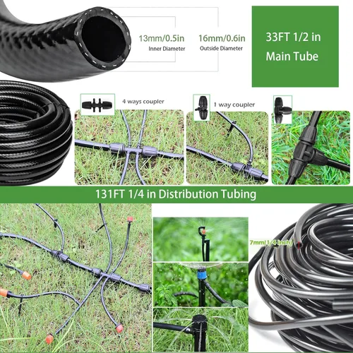 Miniatura 4 de Kit de sistema de riego por goteo para jardín: 299CPS Kits de riego por goteo automático Sistema de riego de plantas de invernadero con 5 tipos
