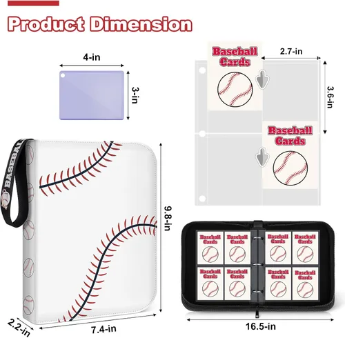 Miniatura 5 de Mlikero Carpeta de Tarjetas de Béisbol de 440 Bolsillos, Carpeta de Tarjetas Coleccionables con Diseño de Exhibición de Tarjetas, Portador