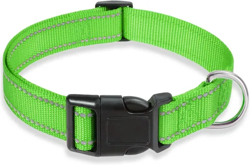 Miniatura 8 de Collar reflectante para perros con hebilla ajustable de nailon de seguridad para perros pequeños, medianos y grandes, azul M Azul-cielo