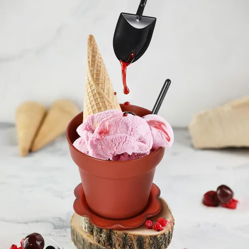 Miniatura 7 de Kichvoe Tazas de pastel con tapa, pala y bandeja, 20 piezas de mini cuencos de postre para yogur, helado, pudín y jardín, fiesta temática de catering