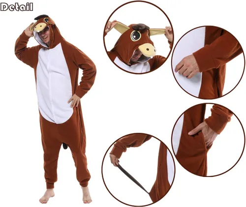 Miniatura 6 de dressfan - Pijama para disfraz de burro, unisex, color marrón