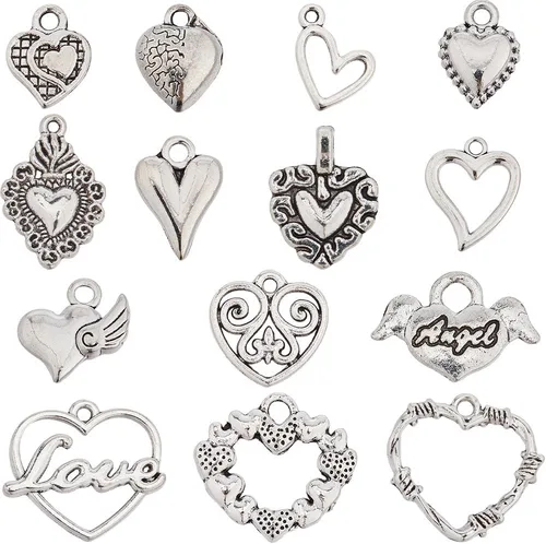 Miniatura 8 de SUNNYCLUE 1 caja de 26 dijes chapados en oro real de 18 quilates con letras de corazón a granel del alfabeto para pulseras, collares, dijes de copa