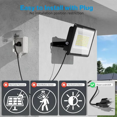 Miniatura 2 de Olafus Paquete de 4 luces LED de 90 W para exteriores, 9000 lm superbrillantes, luces de trabajo LED enchufables, 6500 K IP66 impermeable