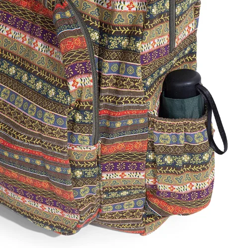 Miniatura 7 de OPQRSTU Bolso de mano hippie para mujer, bolso bohemio de gran capacidad, mochilas de moda turística portátil, Verde Amarillo, Grande, Bohemio