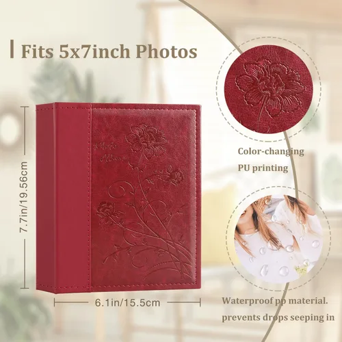 Miniatura 2 de Artmag Álbum de fotos de 5 x 7 pulgadas, páginas transparentes, con bolsillos, cubierta de piel, deslizante, libro de fotos, con capacidad para 50