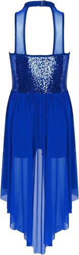 Miniatura 7 de Disfraz de baile lírico moderno y contemporáneo para mujer, leotardo con cuello en V, falda de tul, vestido asimétrico con superposición fluida