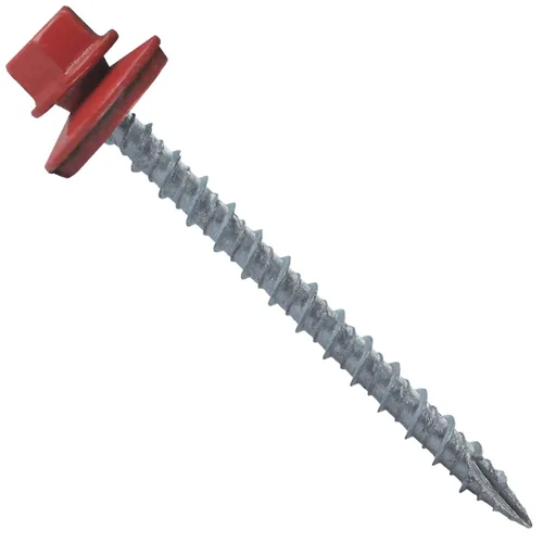 Miniatura 69 de 10 tornillos para techos de metal gris ABC de 2-1/2 pulgadas, cabezal de arandela hexagonal, arranque automático/roscado, arandela EPDM. 1 bolsa