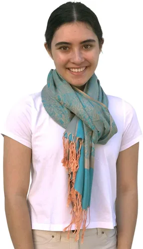 Miniatura 2 de SILVERFEVER - Chal vintage para mujer, estampado de cachemira jacquard, pashmina, para ocasiones especiales, bufanda de noche, estola de doble cara