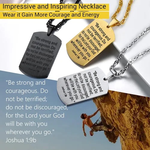 Miniatura 3 de Prosteel - Colgante de cruz de acero inoxidable para hombre y mujer, colgante de placa de perro, etiqueta militar con palabras, collar inspirador