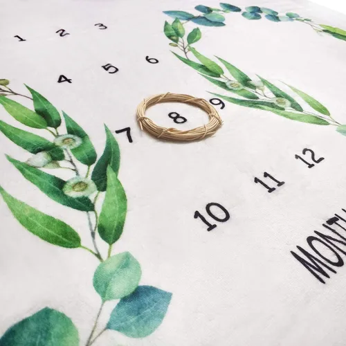 Miniatura 4 de Tebaby Manta mensual de hitos para bebé, manta de mes para recién nacido, unisex, neutro, regalo personalizado para ducha, decoración de habitación