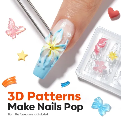 Miniatura 3 de modelones Moldes de silicona para arte de uñas, 7 moldes de flores 3D con bolígrafo de tallado, plantillas de modelado transparentes, flores