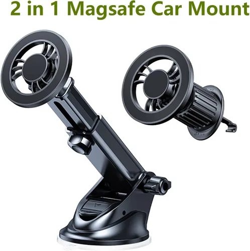 Miniatura 2 de Soporte de coche MagSafe [parabrisas + ventilación + tablero] Soporte magnético 2 en 1 para automóvil, magnetismo ultra fuerte rotación de 360°, se