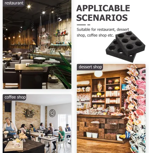 Miniatura 6 de Angoily Paquete de 2 portadores de bebidas para 6 tazas para entrega, bandeja de café reutilizable para bebidas calientes o frías, portavasos