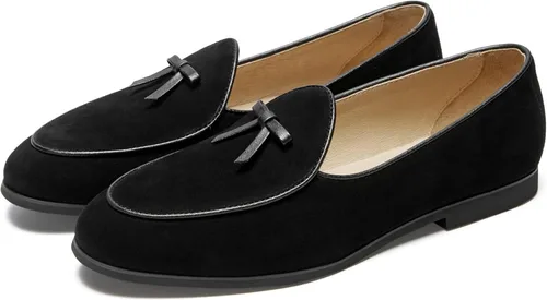 Miniatura 2 de Journey West Suede Tassel Loafer for Women Slip-on Belgian Penny Loafers Shoes for Women in Many