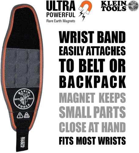 Miniatura 3 de Klein Tools 55895 - Pulsera magnética Tradesman Pro Tool para conectores de alambre, tornillos, clavos, brocas, con malla transpirable