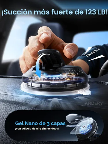 Miniatura 3 de ANDERY Soporte de teléfono para automóvil MagSafe [brazo de aleación de memoria ajustable de 360° 2400 gf de potencia magnética más fuerte]