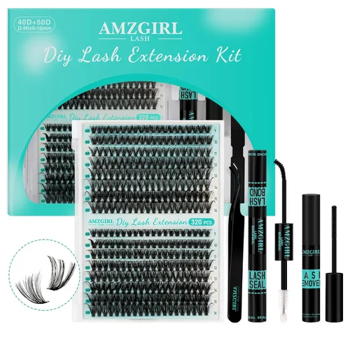 Miniatura 44 de Kit de Extensión de Pestañas, Kit de Racimos de Pestañas DIY 168Pcs con Pegamento de Unión y Sello Impermeable, Removedor de Pestañas para Kit