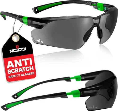 Miniatura 11 de NoCry Gafas de sol de seguridad para el trabajo y los deportes con lentes envolventes tintadas verdes resistentes a los arañazos y agarres Negro &