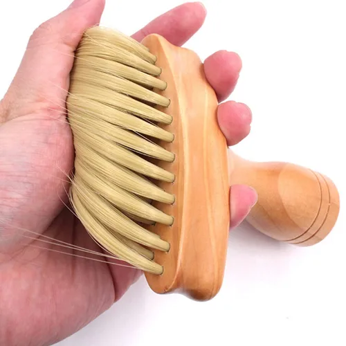 Miniatura 7 de KALLORY 2 unids peluquero cuello plumero cepillo profesional de corte de pelo kit para peluquería uso en el hogar mango para quitar el polvo