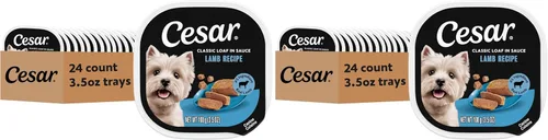 Miniatura 29 de Cesar - Comida húmeda clásica para perros en salsa con receta de cordero, bandejas fáciles de pelar de 3.5 onzas, 24