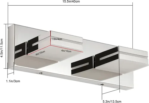 Miniatura 4 de SineRise - Lámpara LED para tocador de baño - Moderna lámpara de acrílico con acabado cromado para iluminación de pared sobre el espejo - 2 luces