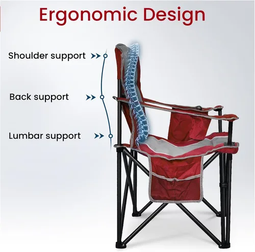 Miniatura 7 de Silla de campamento de gran tamaño, capacidad de 500 libras para personas grandes y altas, silla plegable acolchada extra ancha para personas