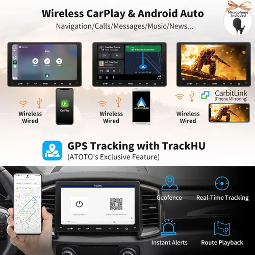 Miniatura 4 de ATOTO S8 8-core 9inch QLED Double DIN Android Car Stereo, 4G y WiFi integrado, CarPlay inalámbrico y Android Auto, Bluetooth dual, 4G+32G, VSV