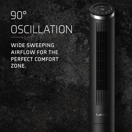 Miniatura 5 de Lasko RST200 - Ventiladores de torre Apex oscilantes silenciosos de 42" - flujo de aire de 29 pies/s, 28 dB, oscilación de 90°, temporizador de 12H