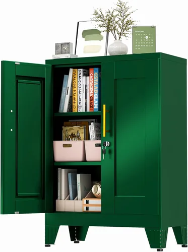 Miniatura 20 de GAIOUS Armario de pared de garaje de metal con cerradura, gabinete de herramientas de acero montado en la pared con puerta y estante, botiquín