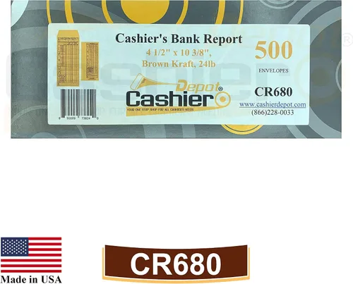 Miniatura 4 de Depósito de cajero 500 – Sobres de informe bancario del cajero CR680, 4 1/2 pulgadas x 10 3/8 pulgadas, resistente 24 libras. Kraft marrón, sobres