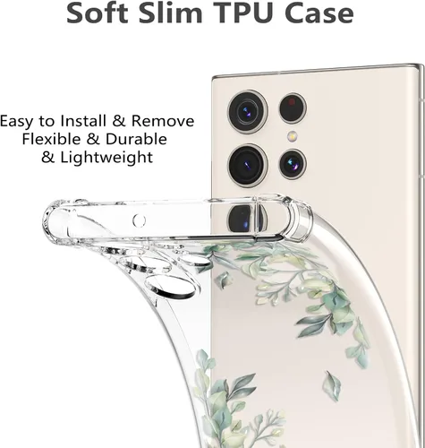Miniatura 4 de RALEAVO Funda protectora para Samsung Galaxy S23 Ultra, funda protectora transparente de poliuretano termoplástico suave con esquinas reforzadas