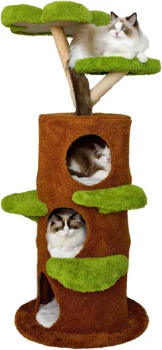 Miniatura 9 de Torre moderna para gatos: árbol para gatos grandes de 58 pulgadas de alto con varios condominios – Casa de árbol de madera para interiores
