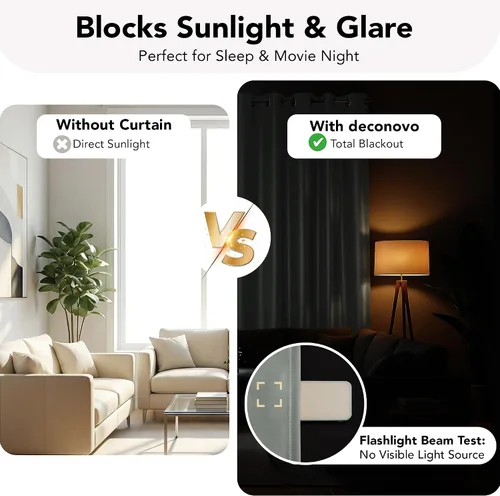 Miniatura 4 de Deconovo cortinas blackout 100 % con forro totalmente negro con aislamiento térmico de doble capa, oscurecimiento de la habitación, ahorro de Gris