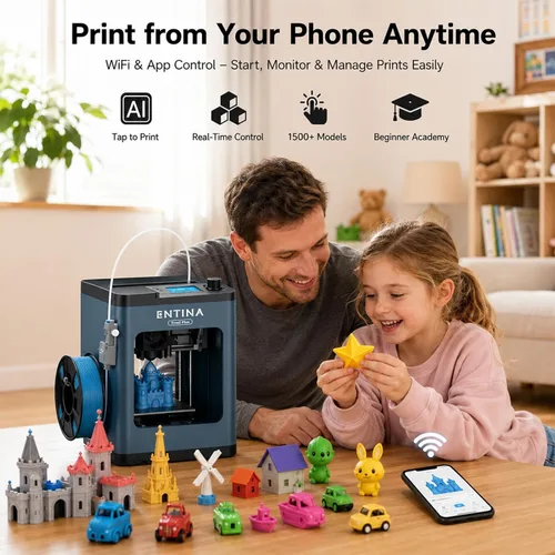 Miniatura 4 de Entina Tina2 Plus Impresoras 3D inteligentes con impresión rápida de 250 MM/S, totalmente montada, impresora 3D para niños y principiantes