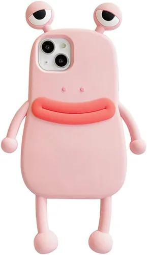 Hombre Mujer Súper Gracioso Novedad Salchicha Boca Ojos Grandes Rana Verde Rana Rosa Funda para Teléfono de Silicona de TPU Suave Goma Elástica