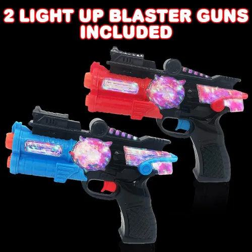 Miniatura 2 de ArtCreativity Pistolas de juguete iluminadas para niños (juego de 2), lanzadores espaciales rojos y azules con LED intermitentes y efectos
