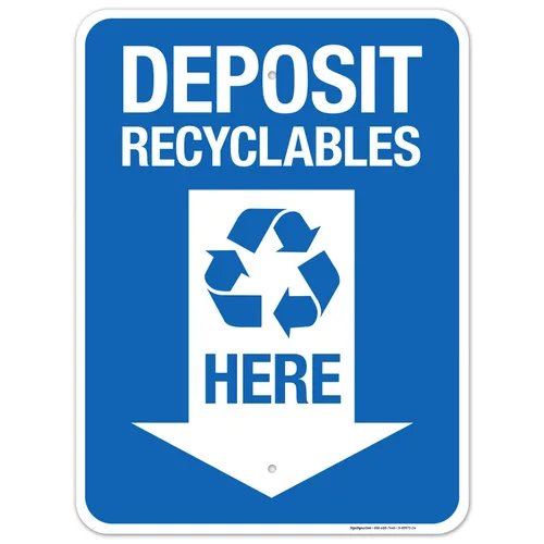 Miniatura 10 de Sigo Signs, Deposit Recyclables Here - Cartel de flecha hacia abajo, 12 x 18 pulgadas, 3M EGP reflectante aluminio .063, resistente a