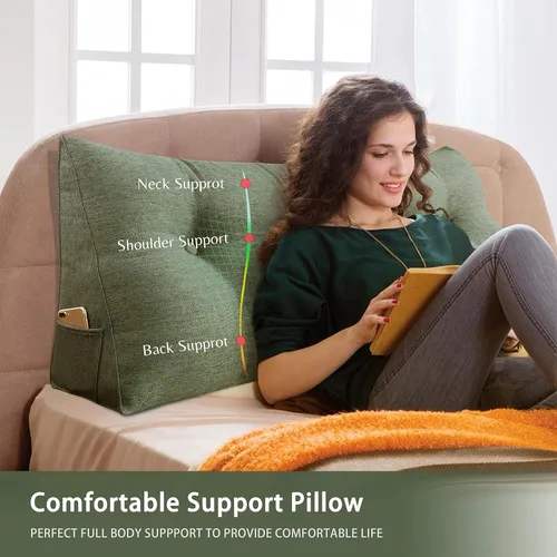 Miniatura 2 de VERCART Almohada de cuña triangular para cabecero de cama, almohada de cuña para cama de descanso, almohada de lectura, relleno de hueco, cojín