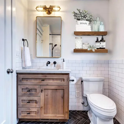 Miniatura 2 de QEEIG Estantes flotantes de baño para pared, estante de pared de 15.7 pulgadas sobre el inodoro, decoración del hogar, estantería pequeña de 15.7 x