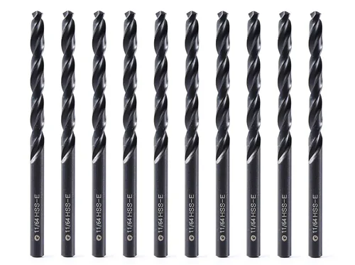 Miniatura 38 de Brocas helicoidales HSS M35 de 13/64 pulgadas, acero de alta velocidad, paquete de 10, adecuadas para aceros, hierro fundido, acero inoxidable