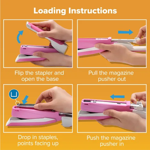 Miniatura 6 de Bostitch Office InPower - Engrapadora de escritorio con resorte, capacidad para 20 hojas, grapado con un dedo, incluye 210 grapas, sin atascos, se