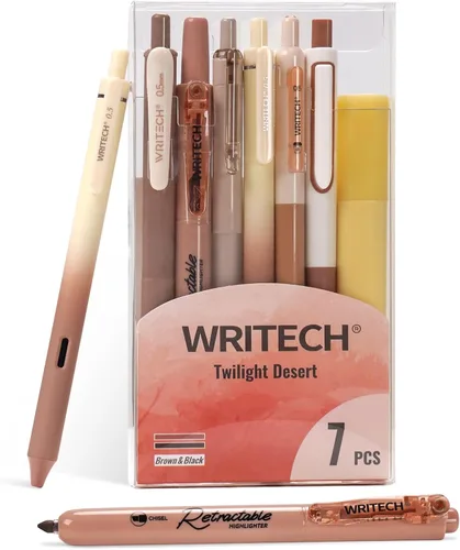 Miniatura 9 de WRITECH Bolígrafos de gel y resaltadores para diario: set de diario con estética de colores pastel surtidos, tinta de 0.5 mm de punta fina, Rosa