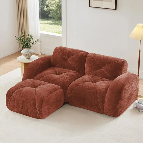 Miniatura 30 de Sofás modulares modulares de 110.6 pulgadas para sala de estar, sofá moderno de terciopelo sin hueso, no requiere montaje, cómodo sofá sin hueso