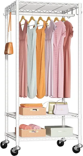Miniatura 9 de FUTASSI P6 - Mini perchero con ruedas para colgar ropa, resistente y portátil, con ruedas, carga máxima de 360 libras, 23.6 pulgadas de ancho x 14