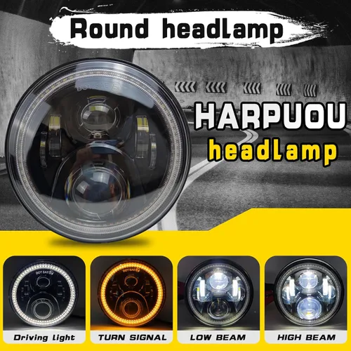 Miniatura 2 de Faros redondos LED de 7 pulgadas con halo DRL blanco, señal de giro ámbar, compatibles con JK JKU TJ