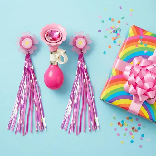 Miniatura 9 de Bocina de bicicleta para niños, campana de bicicleta para niños con 2 asas de bicicleta, accesorios de bicicleta para niñas o niños (rosa)