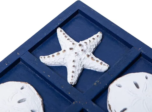 Miniatura 6 de SOFFEE DESIGN Estrella de mar de madera Tic Tac Toe Decoración Playa Océano estilo para decoración de habitación divertida, dólar de arena