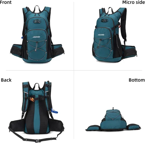 Miniatura 9 de Mochila de hidratación, mochila de agua ligera para senderismo con vejiga de agua a prueba de fugas de 3 L, paquete de hidratación aislada ideal